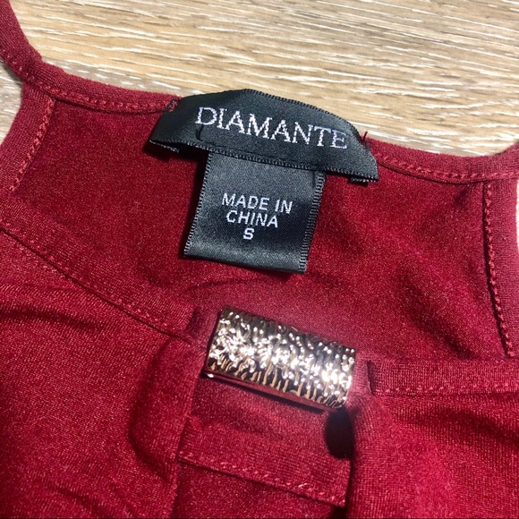 Diamanté Red Polyester & Spandex Dress Size Small - Picture 3 of 5